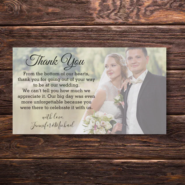 elegant classic chic thank you wedding day photo note card | Zazzle