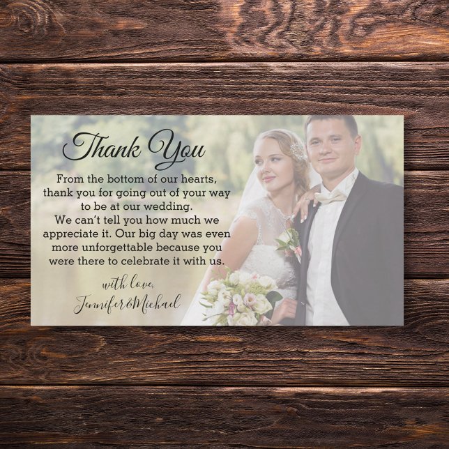 elegant classic chic thank you wedding day photo  note card (Creator Uploaded)
