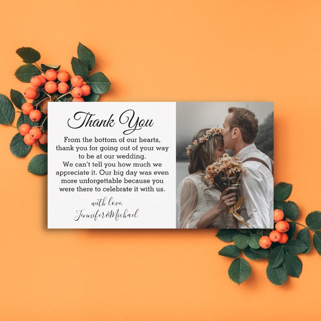 elegant classic chic thank you wedding photo  note card (Creator Uploaded)