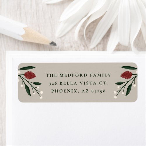 Elegant Classic Christmas Floral Return Address Label