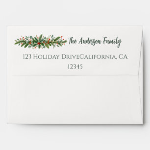 Elegant Classic Christmas Greenery Envelope