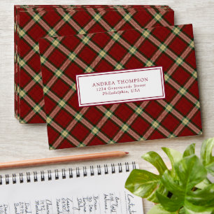 Elegant Classic Christmas Plaid Envelope
