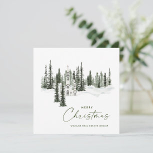 Elegant Classic Christmas Winter Forest Corporate Holiday Card