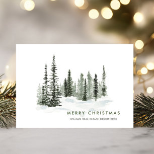 Elegant Classic Christmas Winter Forest Corporate Holiday Card