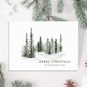 Elegant Classic Christmas Winter Forest Holiday Card