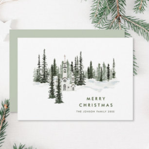 Elegant Classic Christmas Winter Forest Holiday Card
