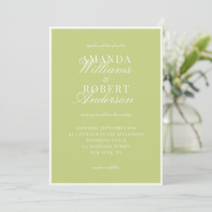 Elegant Classic Citrus Green Old Money Wedding Invitation