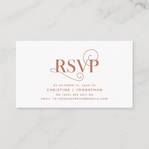 Elegant Classic Copper font RSVP respond Enclosure Card