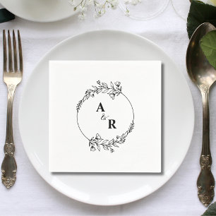 Elegant Classic Couple Initial Wedding Paper Napkins