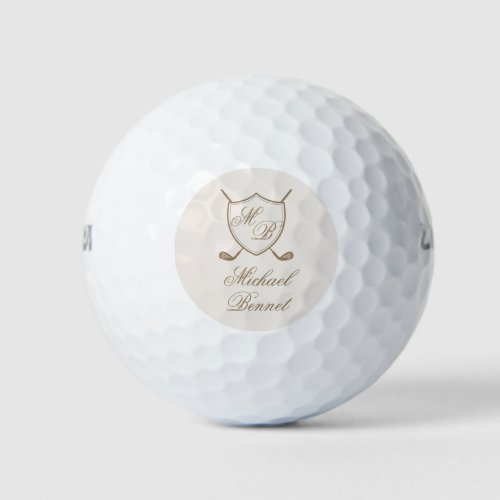 Elegant Classic Crest Monogram Golf Wedding Golf Balls