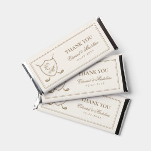 Elegant Classic Crest Monogram Golf Wedding Hershey Bar Favors