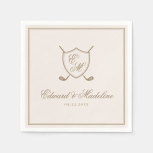Elegant Classic Crest Monogram Golf Wedding Napkins