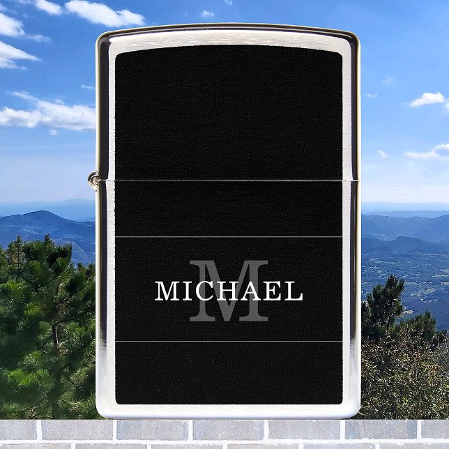 Elegant Classic Custom Name Monogram Personalized Zippo Lighter (Creator Uploaded)