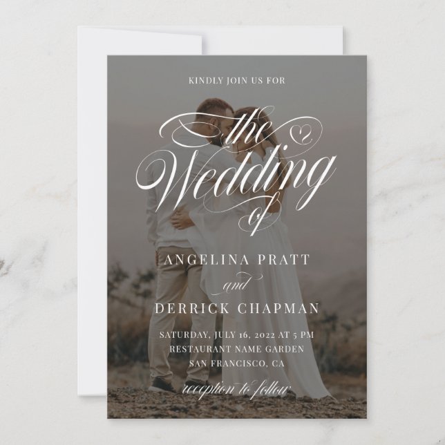 Elegant Classic Custom Photo Calligraphy Wedding I Invitation (Front)