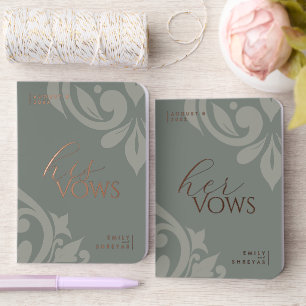 Elegant Classic Damask Typography Sage Vow Book
