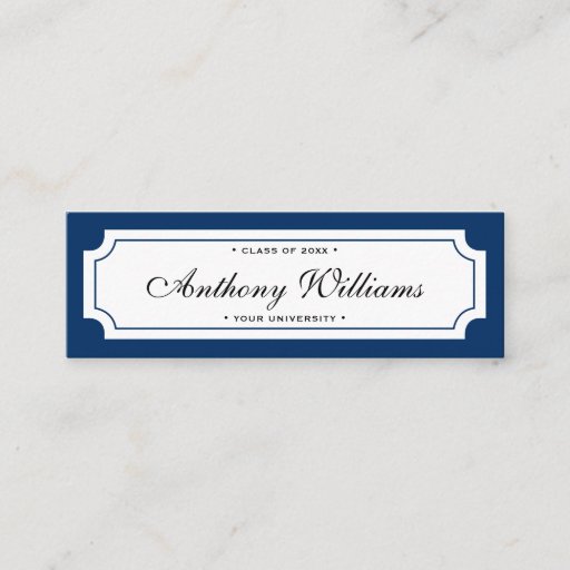 Customizable Elegant classic dark blue graduation name card
