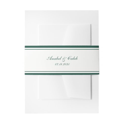 Elegant Classic Dark Green Border Frame Wedding Invitation Belly Band