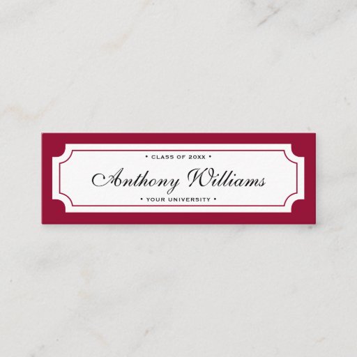 Customizable Elegant classic dark red graduation name card