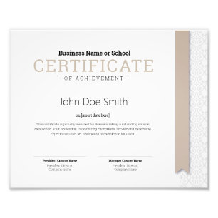 Elegant Classic Diploma Certificate beige ribbon Photo Print