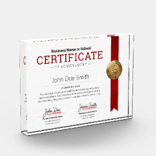 Elegant Classic Diploma Certificate gold foil seal Acrylic Award