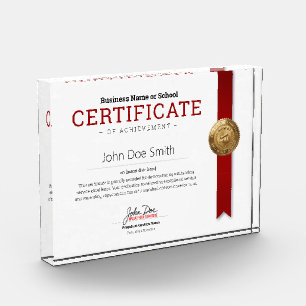 Elegant Classic Diploma Certificate gold foil seal Acrylic Award