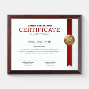 Elegant Classic Diploma Certificate gold foil seal Award Plaque