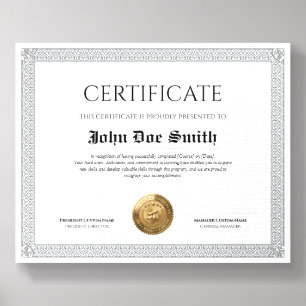 Elegant Classic Diploma Certificate gold foil seal Foam Core Photo Tile