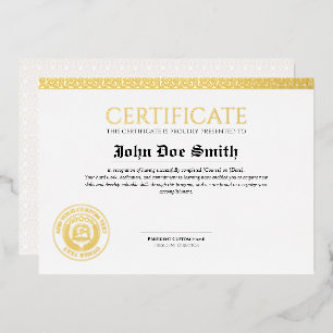 Elegant Classic Diploma Certificate gold foil seal Holiday Card