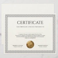 Elegant Classic Diploma Certificate gold foil seal