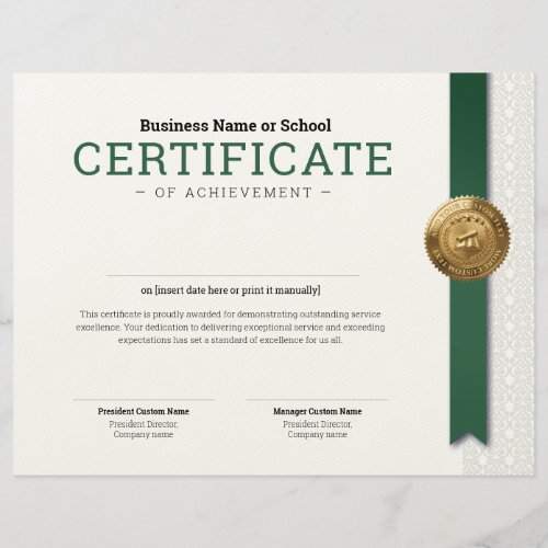 Elegant Classic Diploma Certificate gold foil seal Letterhead
