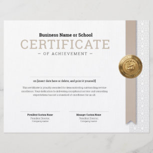 Elegant Classic Diploma Certificate gold foil seal Letterhead