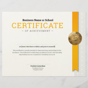Elegant Classic Diploma Certificate gold foil seal Letterhead