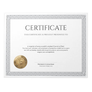Elegant Classic Diploma Certificate gold foil seal Notepad