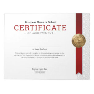 Elegant Classic Diploma Certificate gold foil seal Notepad