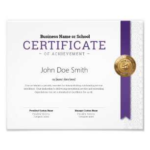 Elegant Classic Diploma Certificate gold foil seal Photo Print