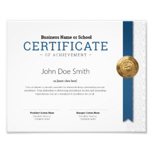 Elegant Classic Diploma Certificate gold foil seal Photo Print