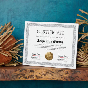 Elegant Classic Diploma Certificate gold foil seal Plaque