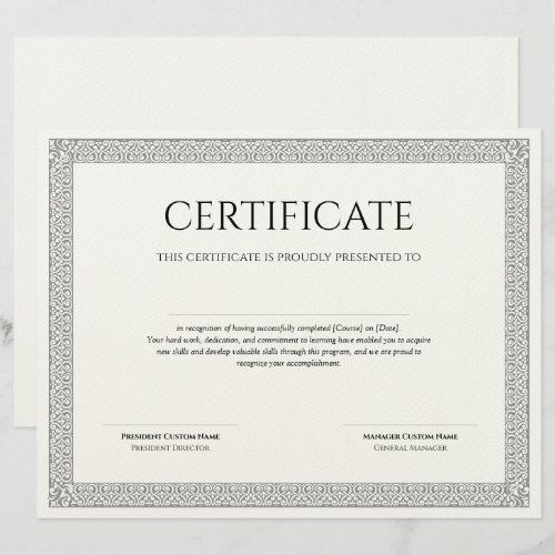 Elegant Classic Diploma Certificate linen finish Letterhead