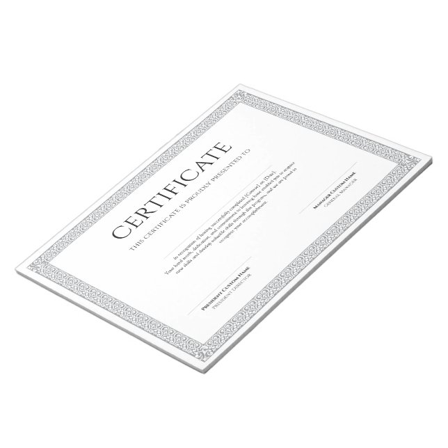 Elegant Classic Diploma Certificate printable Notepad (Angled)
