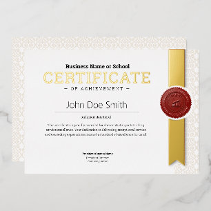 Elegant Classic Diploma Certificate red seal gold Foil Holiday Card