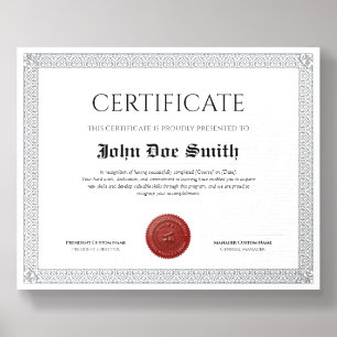 Elegant Classic Diploma Certificate red wax seal Foam Core Photo Tile
