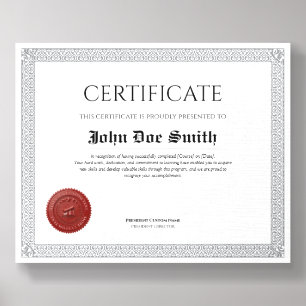 Elegant Classic Diploma Certificate red wax seal Foam Core Photo Tile