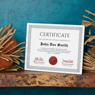 Elegant Classic Diploma Certificate red wax seal Plaque