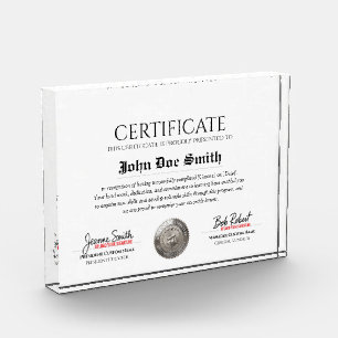 Elegant Classic Diploma Certificate silver seal Acrylic Award