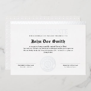 Elegant Classic Diploma Certificate silver seal Foil Holiday Card