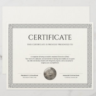 Elegant Classic Diploma Certificate silver seal Letterhead
