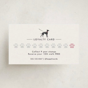Elegant Classic Dog Walker Dog Walking Loyalty Card