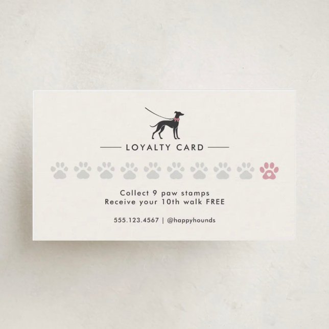 Elegant Classic Dog Walker | Dog Walking Loyalty Card (Creator Uploaded)