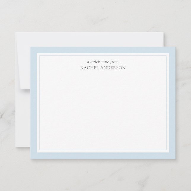 Elegant Classic Double Border Personalised  Note Card (Front)