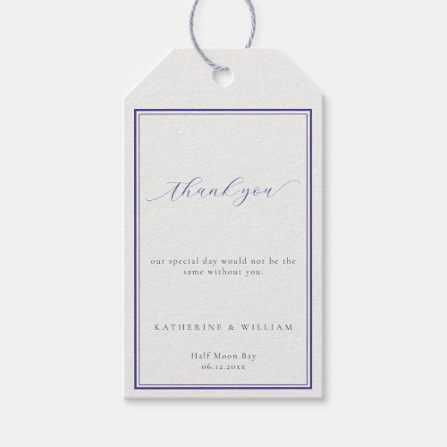 Elegant Classic Double Frame Nautical Navy Wedding Gift Tags